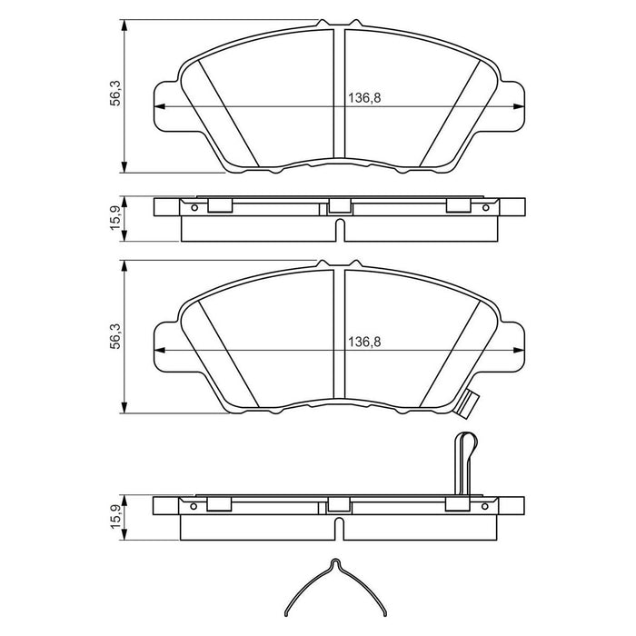 Genuine Bosch Brake Pad Set Bp1483 fits Honda Jazz iVtec - 1.3 - 08-15 098649456