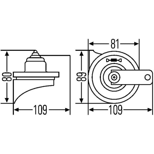 Hella Trumpet Horn TE16 12V 110dB(A) Low Tone 3FG 007 424-001 Hella  - Dynamic Drive