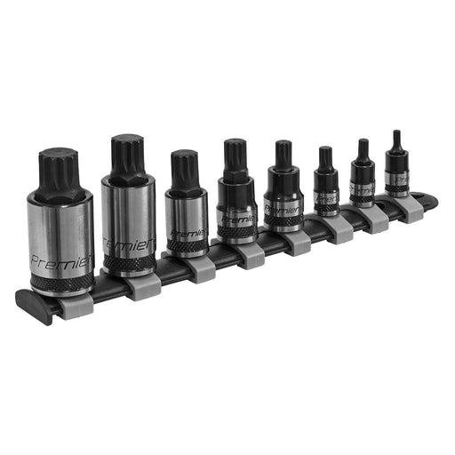 Sealey Spline Socket Bit Set 8pc 1/4" 3/8" & 1/2"Sq Drive Black Series AK6214B Sealey  - Dynamic Drive