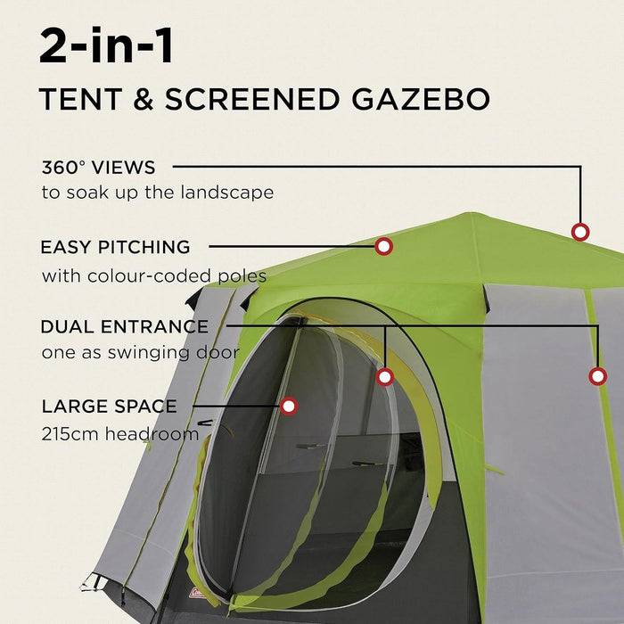 Coleman Cortes Octagon 8 Person Dome Glamping Yurt Camping Family Tent Green Coleman  - Dynamic Drive