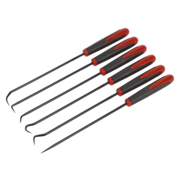 Sealey 6pc Extra Long Hook & Pick Set O-Ring Remover Removal Pin Clip Picking Sealey  - Dynamic Drive