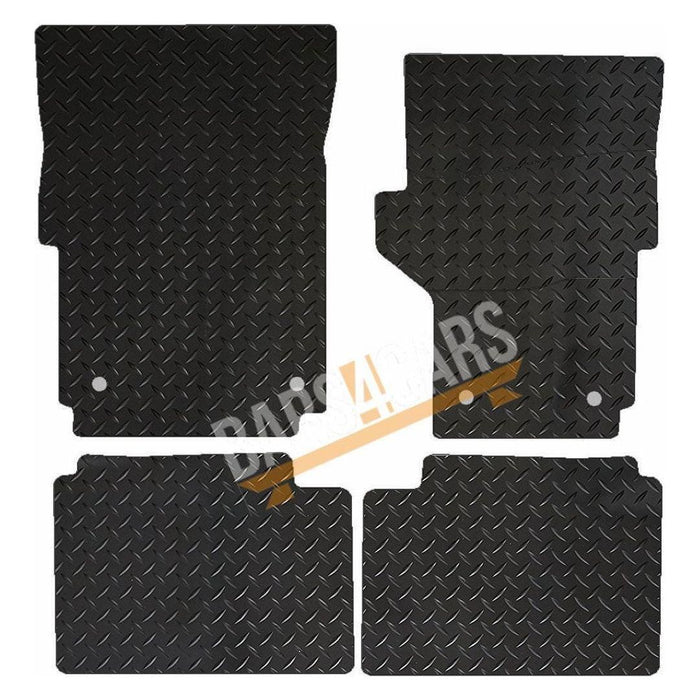 White Trim Tailored Black Rubber Car Mats for Vw Amarok 12> Set of 4 With 4 Clips UKB4C  - Dynamic Drive