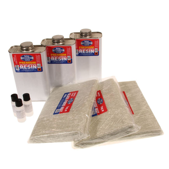 Baileys Fibreglass Premium Repair Kit 3Sq Metre for Large Fibreglass Repairs