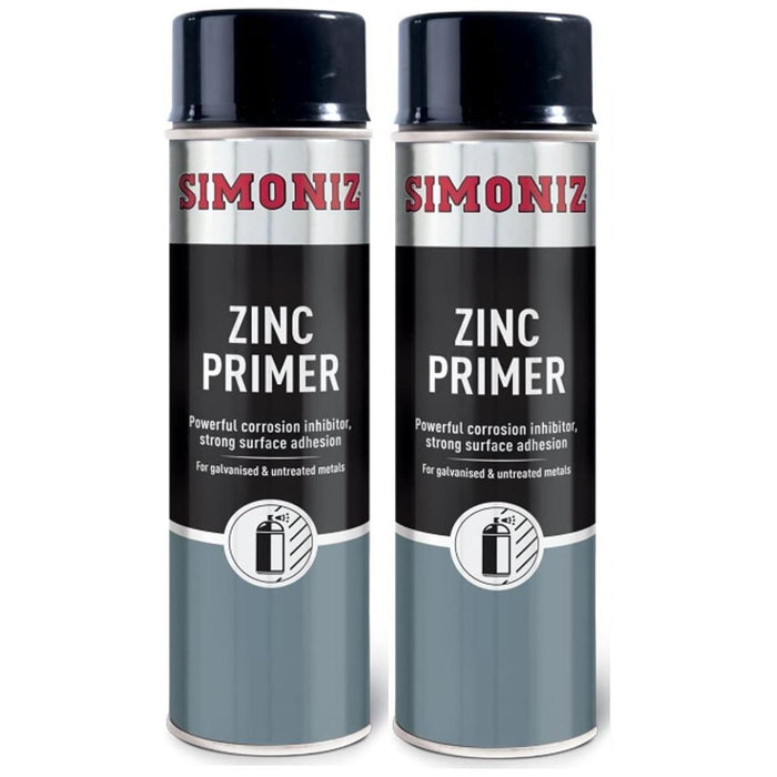 2x Simoniz Zinc Metal Primer Auto Car Spray Paint 500ml Aerosol SIMP10D Simoniz  - Dynamic Drive