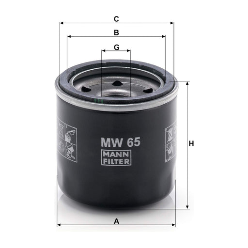 Genuine Mann Oil Filter for Kawasaki Suzuki Motorcycles MW65 Mann & Hummel  - Dynamic Drive