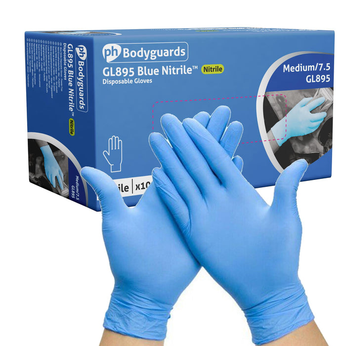 Bodyguards GL895 Powder Free Blue Nitrile Disposable Gloves Medium Box of 100 Bodyguard  - Dynamic Drive