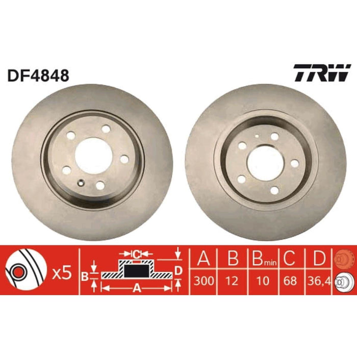 Genuine TRW Brake Disc (Pair) DF4848