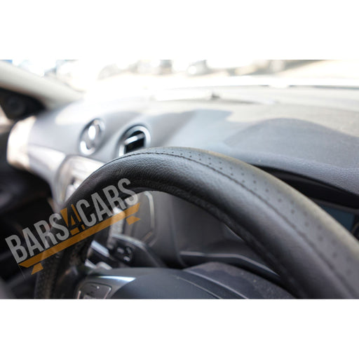 100% Genuine Leather Black Steering Wheel Cover Universal Fit UKB4C  - Dynamic Drive