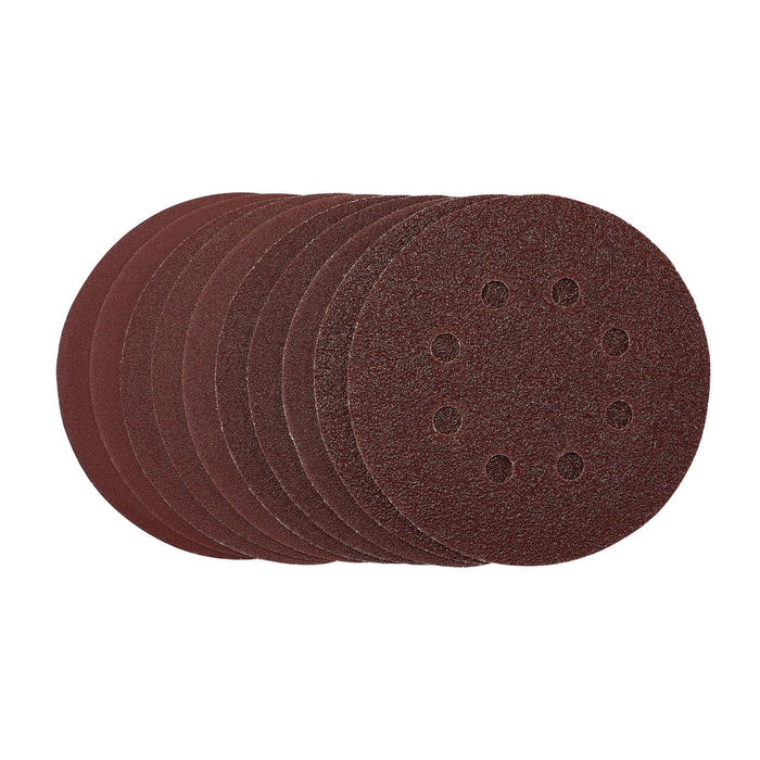 Draper Punched Sanding Discs, 125mm, Hook & Loop, Assorted Grit, (Pack of 10) Draper  - Dynamic Drive