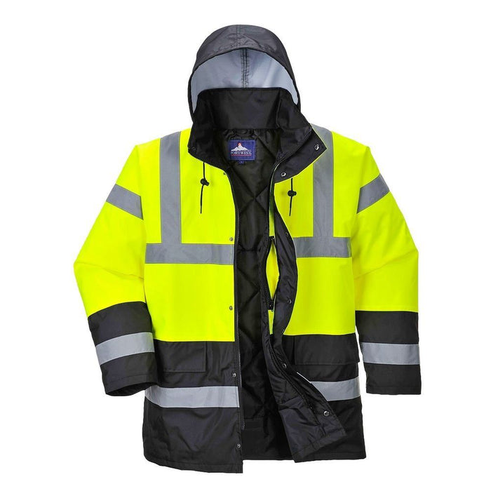 Portwest Hi-Vis Contrast Traffic Jacket - Yellow/Black - Medium Portwest  - Dynamic Drive