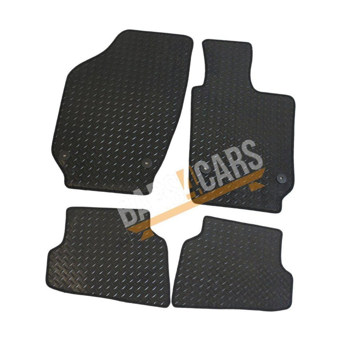 White Trim Tailored Black Rubber Car Mats for Vw Polo 09 ON Set of 4 With 4 Clips UKB4C  - Dynamic Drive