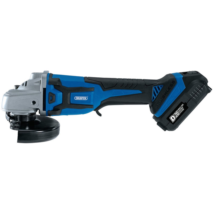 Draper D20 20V Brushless Angle Grinder, 115mm (Sold Bare) 55478 Draper  - Dynamic Drive