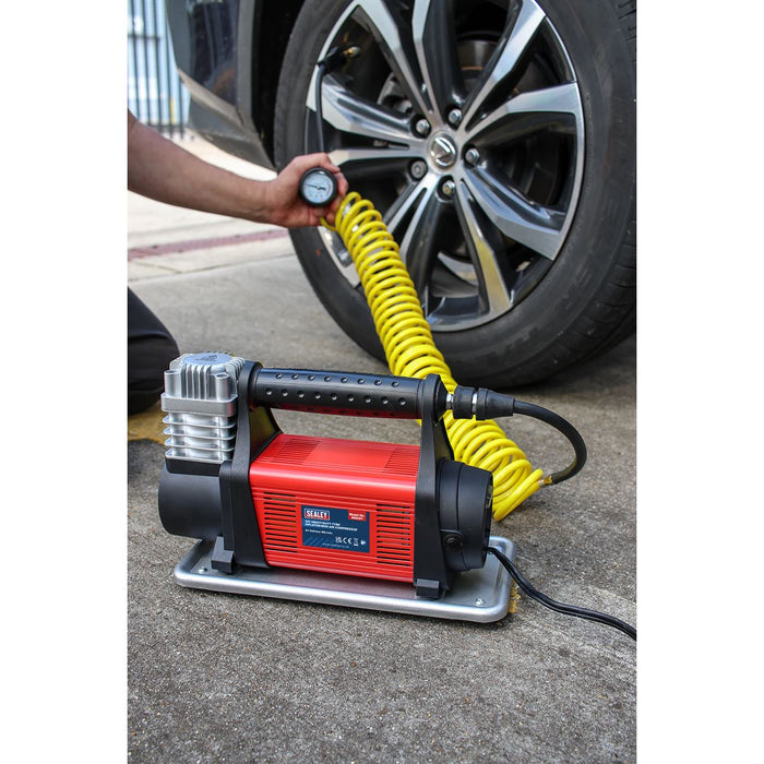 Sealey Tyre Inflator/Mini Air Compressor 12V Heavy-Duty MAC07 Sealey  - Dynamic Drive