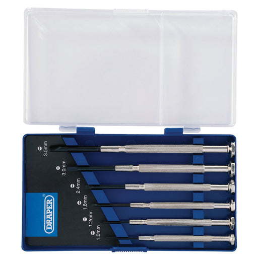 Draper Precision Screwdriver Set, 6 x Plain Slot (6 Piece) 80797 Draper  - Dynamic Drive