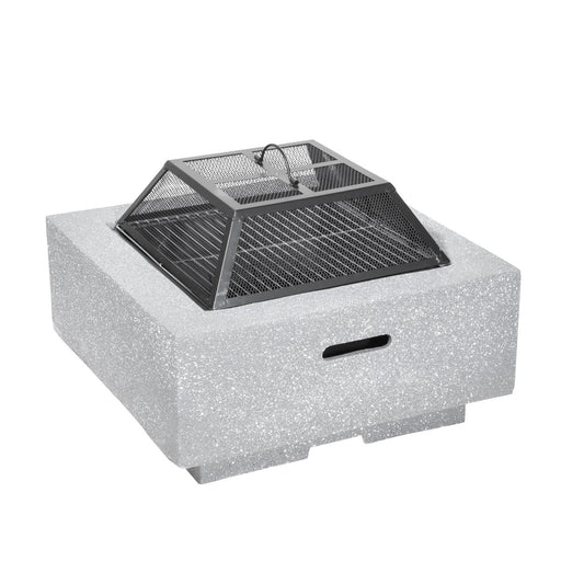 Dellonda Square Fire Pit with BBQ Grill Safety Mesh Screen Fire Poker Light Grey Dellonda  - Dynamic Drive