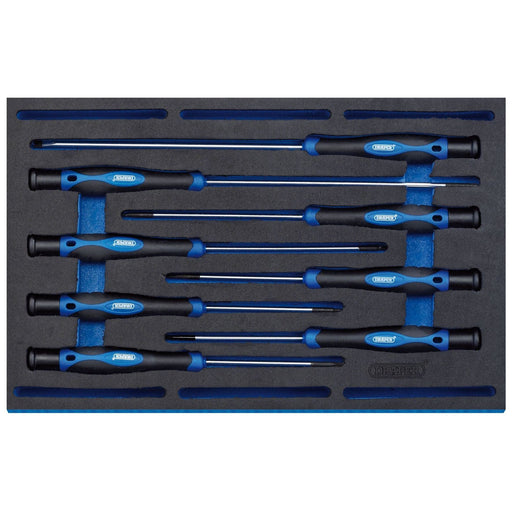 1x 8 Piece Draper Extra Long Precision Screwdriver Set In EVA Insert Tray Draper  - Dynamic Drive