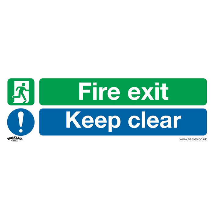 Sealey Safe Conditions Safety Sign Fire Exit Keep Clear (Large) Self-Adhesive Vi Sealey  - Dynamic Drive