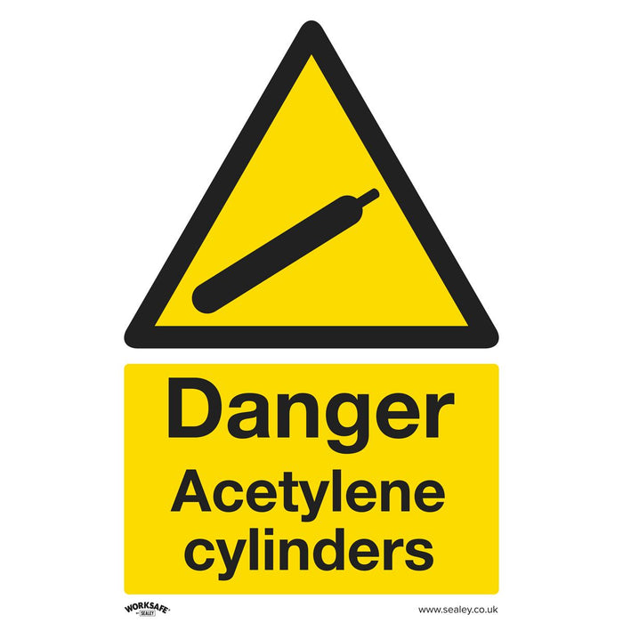 Sealey Warning Safety Sign Danger Acetylene Cylinders Rigid Plastic SS63P1 Sealey  - Dynamic Drive