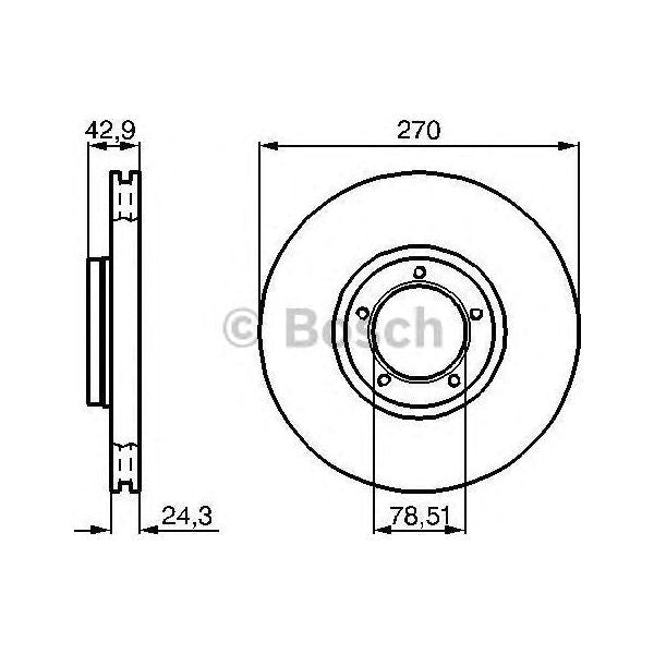 Bosch Brake Discs Pair fits Ford Transit 80 Di - 2.5 - 97-00 0986478166