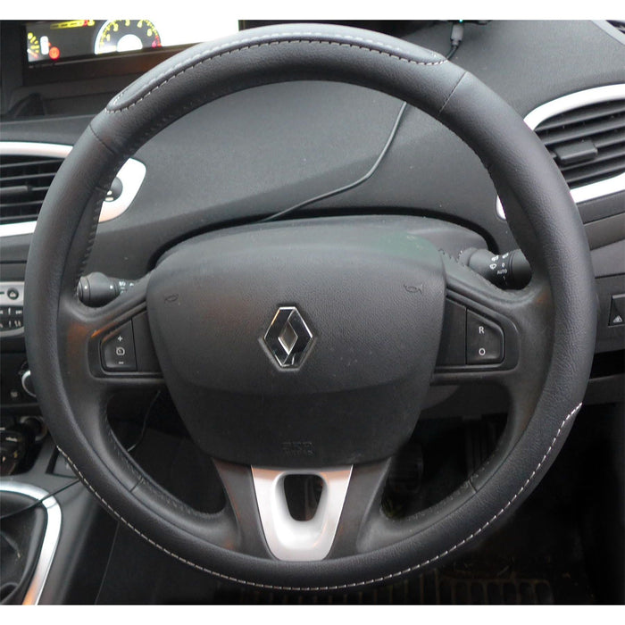 Black Steering Wheel Cover Soft Grip Leather Look for Megane All Models UKB4C  - Dynamic Drive