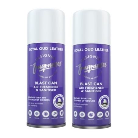 2x Blast Can Spray Air Freshener Designer Fragrances Car Home Royal Oud Leather Designer Fragrances  - Dynamic Drive