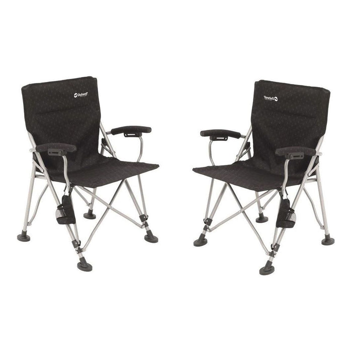 2x Outwell Campo Black Foldable Camping Chair with Padded Armrests Outwell  - Dynamic Drive