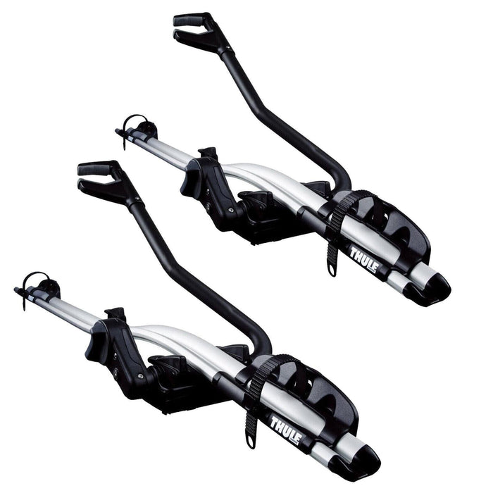 2x Thule ProRide 591 Bike Carrier Rack Roof Bar Mounted Aluminium Thule  - Dynamic Drive