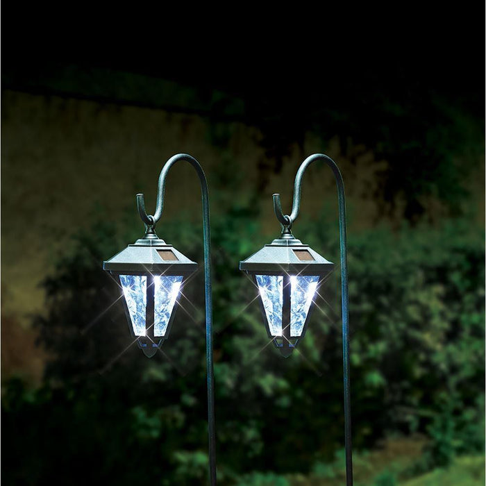 2x Wize Garden Solar Outdoor Garden Coach Lights Lantern Shepherds Hooks Crooks Streetwize  - Dynamic Drive