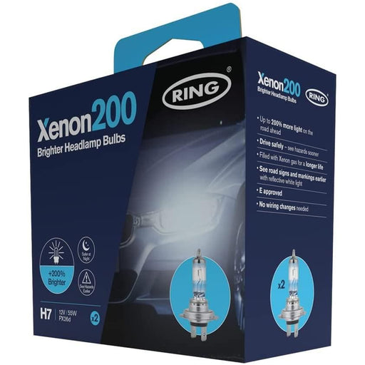 Ring Xenon 200 H7 Head Light Bulbs | Performance +200% Brighter - Pair Osram  - Dynamic Drive