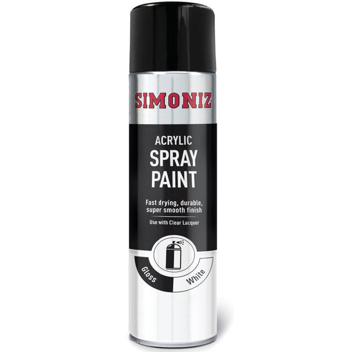 Simoniz Large Gloss White Acrylic Aerosol Auto Car Spray Paint 500ml SIMP18D