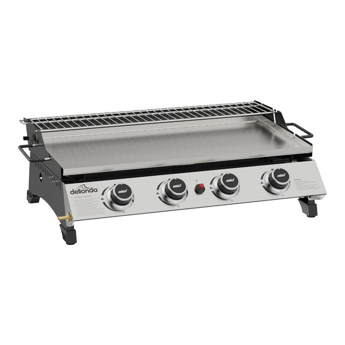 Dellonda 4 Burner Stainless Steel Portable Gas Plancha with Warming Rack 10kW Dellonda  - Dynamic Drive