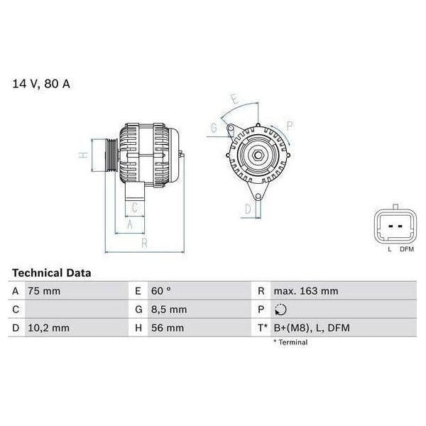 Bosch Reman Alternator 4963 0986049630