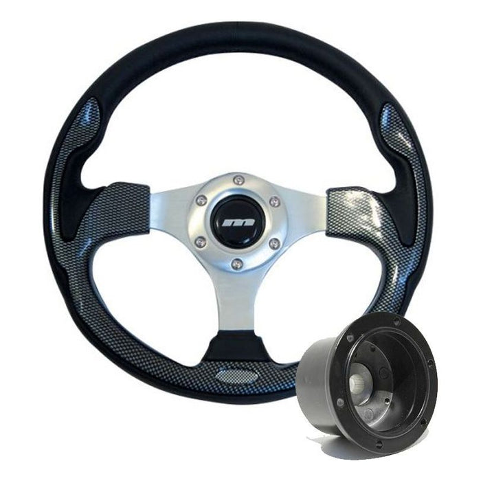 320mm Carbon Moulded Steering Wheel + Boss fits Toyota Carina Starlet Mountney Classic  - Dynamic Drive