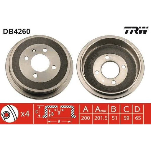 Genuine TRW Brake Drum DB4260 TRW  - Dynamic Drive