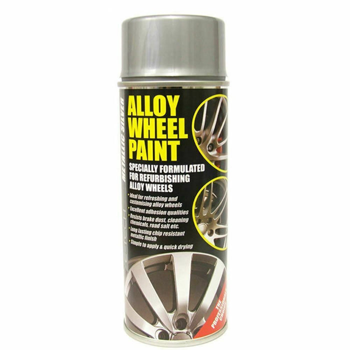 E-Tech Metallic Silver And Lacquer Car Alloy Wheel Spray Paint - 4 Cans Total