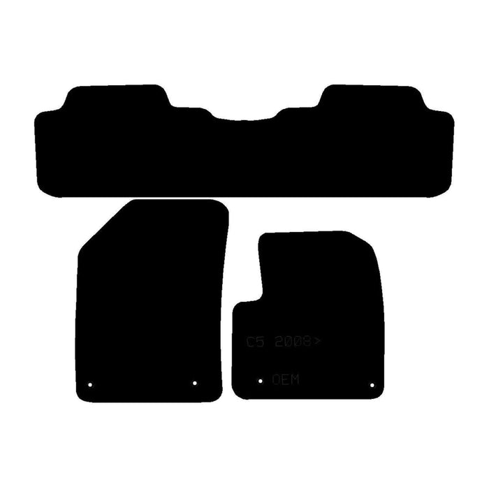 Fully Tailored Black Rubber Car Mats for Citroen C5 08 ON Set of 3 With 4 Clips UKB4C  - Dynamic Drive