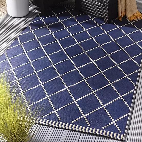 Outdoor Garden Rug Portable Mat for Decking Patio Reversible Navy 120 x 180cm Gardenwize  - Dynamic Drive