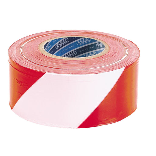 Draper Barrier Tape Roll, 75mm x 500m, Red and White 66041 Draper  - Dynamic Drive