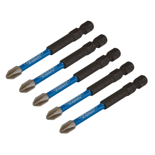 Draper Expert Cross Slot/PH Type Impact Screwdriver Bits, No.2 x 75mm, 1/4" Hex Draper  - Dynamic Drive