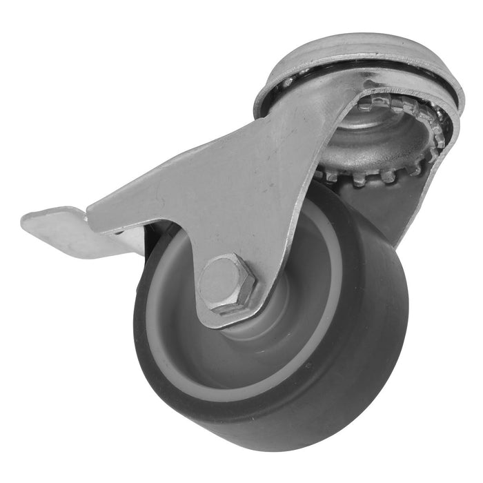 Sealey Medium-Duty Thermoplastic Bolt Hole Caster Wheel with Total Lock50mm Trad