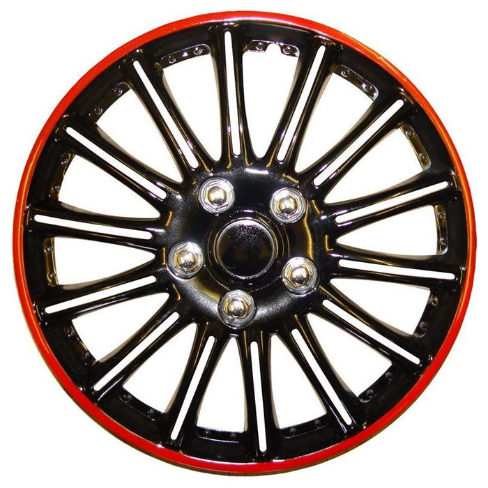 Set of 4 14" Black/Red Wheel Trims / Hub Caps fits Aygo UKB4C  - Dynamic Drive