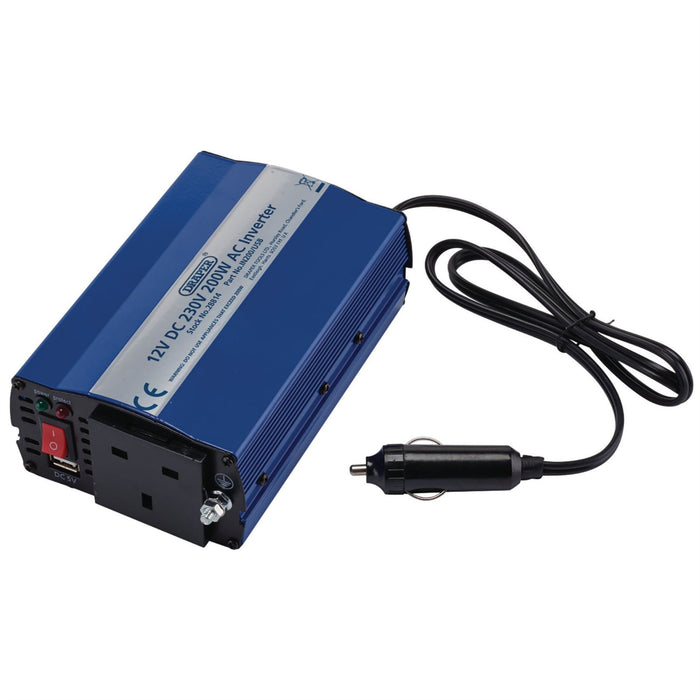 Draper 12V DC-AC Inverter, 200W 28814