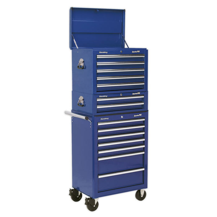 Sealey Topchest Mid-Box & Rollcab Combination 14 Drawer with Ball-Bearing Slides