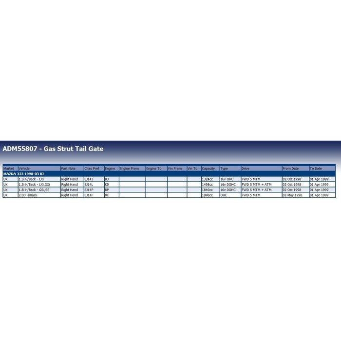 Blue Print ADM55807 Gas Spring Fits Mazda