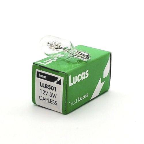 2x Genuine Lucas Capless Bulbs 501 LLB501 12v 5W Side Light Number Plate Bulb Lucas  - Dynamic Drive