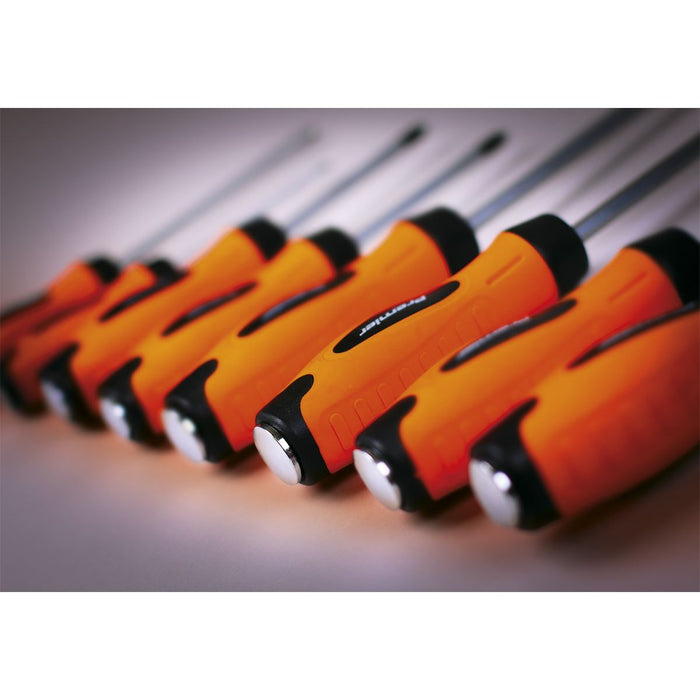 Sealey Screwdriver Set 8pc Hammer-Thru Hi-Vis Orange HV004 Sealey  - Dynamic Drive