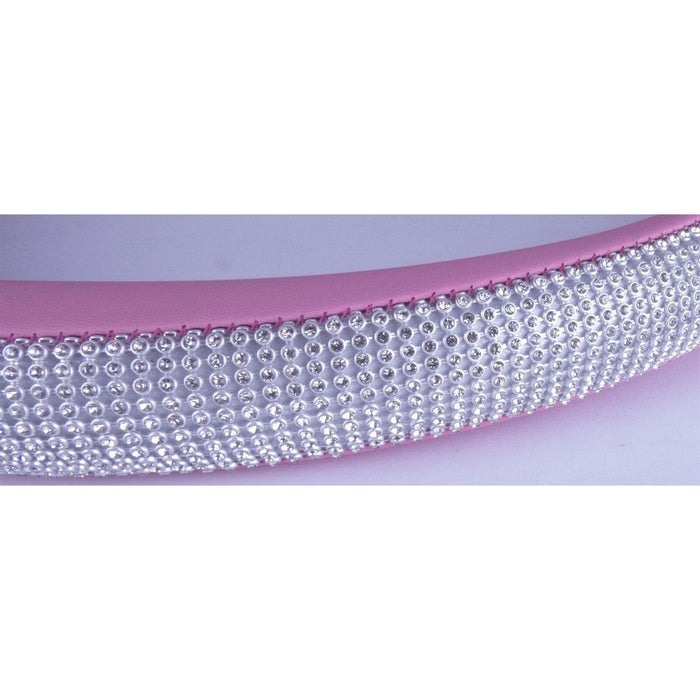 Pink Steering Wheel Cover 38cm PU Leather Crystal Sparkle Rhinestone for Nissan Streetwize  - Dynamic Drive