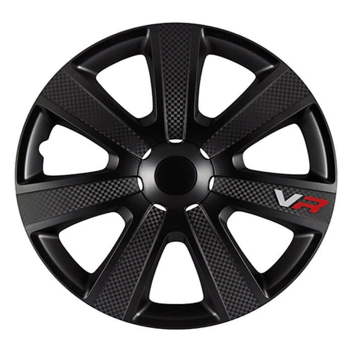 4 x Black VR Wheel Trims Hub Caps 15" fits Toyota Prius Avensis Aygo Yaris UKB4C  - Dynamic Drive