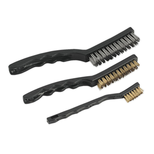 Sealey Wire Brush Set Auto Engineer's 3pc AK9801 Sealey  - Dynamic Drive