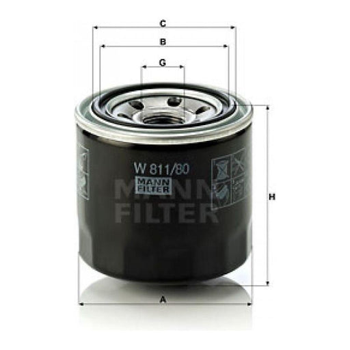 Genuine Mann Oil Filter for Hyundai Mitsubishi. Vauxhall W811/80 Mann & Hummel  - Dynamic Drive